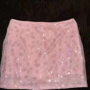 Pink Sequin Mini Skirt